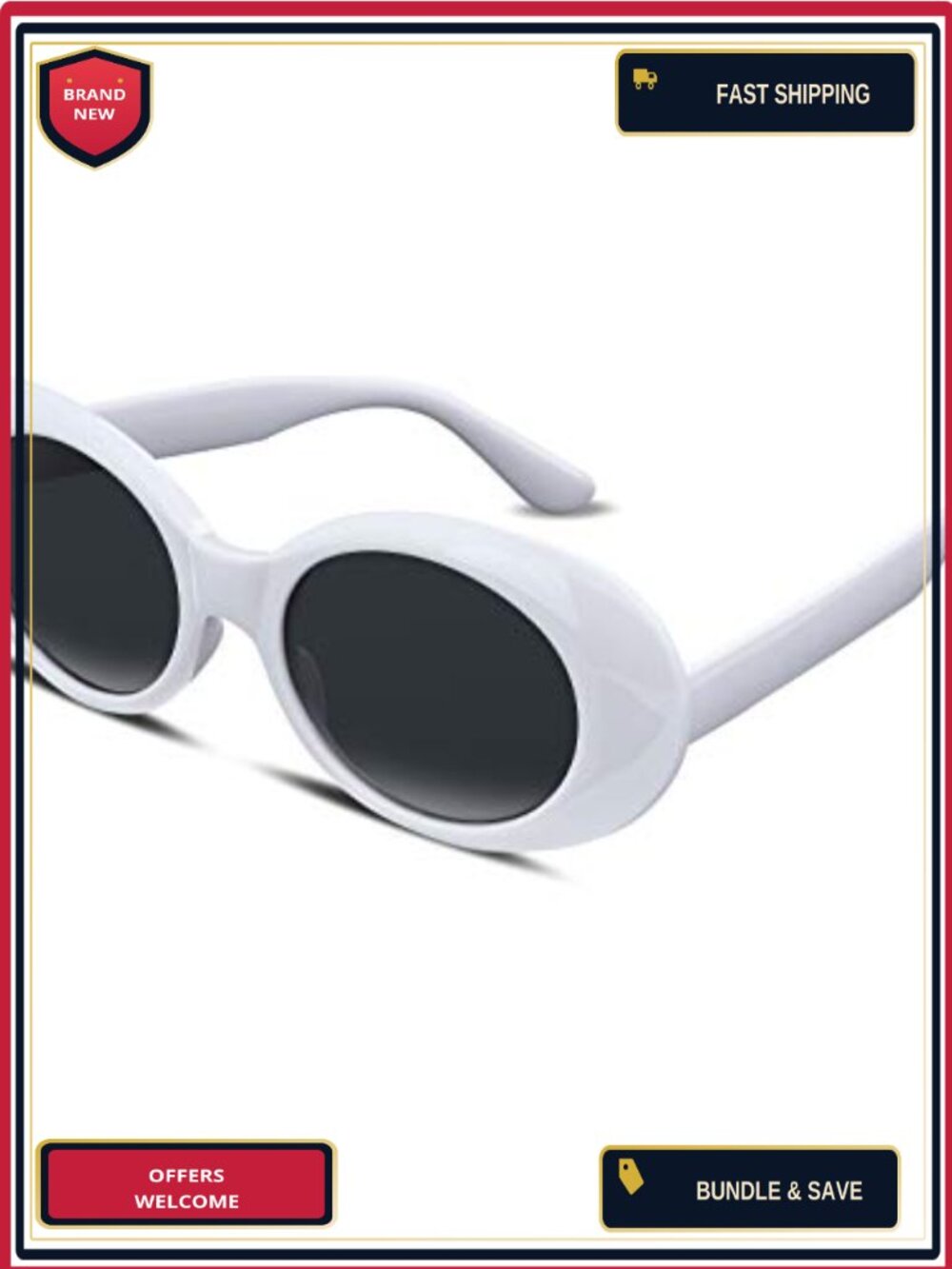 Oval Clout Goggles Retro Round Rimmed Sunglasses UV400 Full-Frame